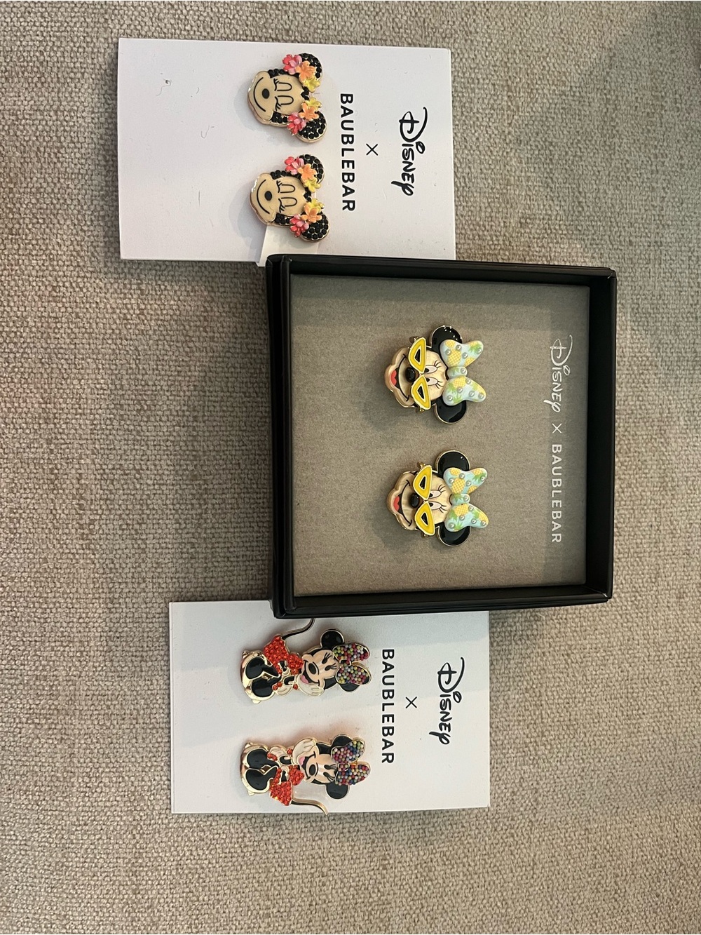 BaubleBar Disney Minnie Mouse Stud Earring Set — Yellow, Black, Red, Pink